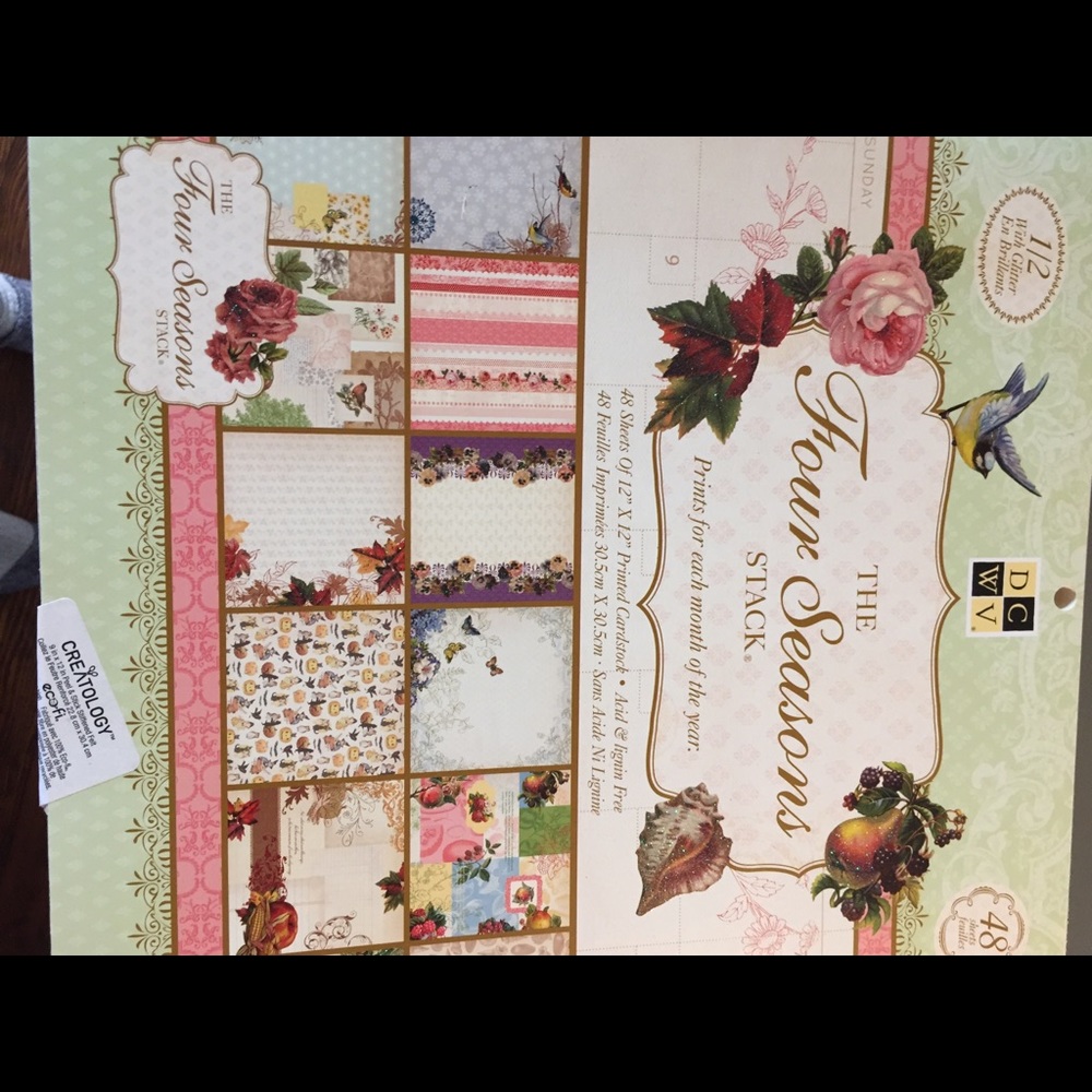 PRINTED CARDSTOCK FOUR SEASONS SCRAPBOOK PAPER